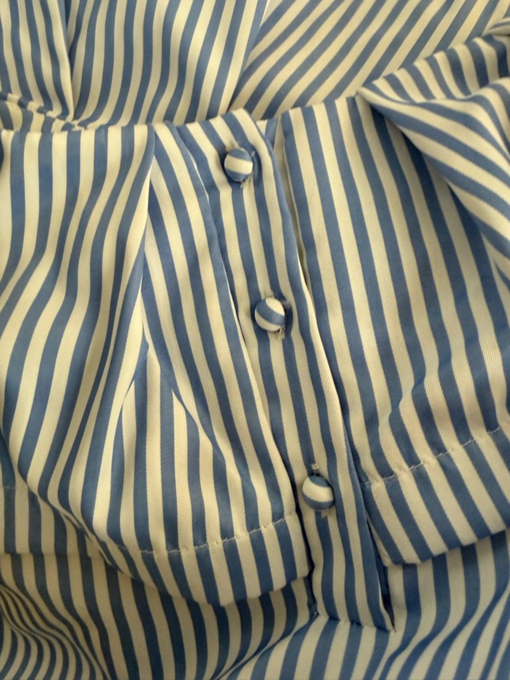 Garcia Blue & White Striped Off-Shoulder/on shoulder Ruffle structured blouse - Picture 8 of 11